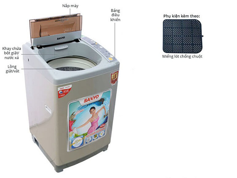 Máy giặt cũ Sanyo 7kg lồng nghiêng cao cấp